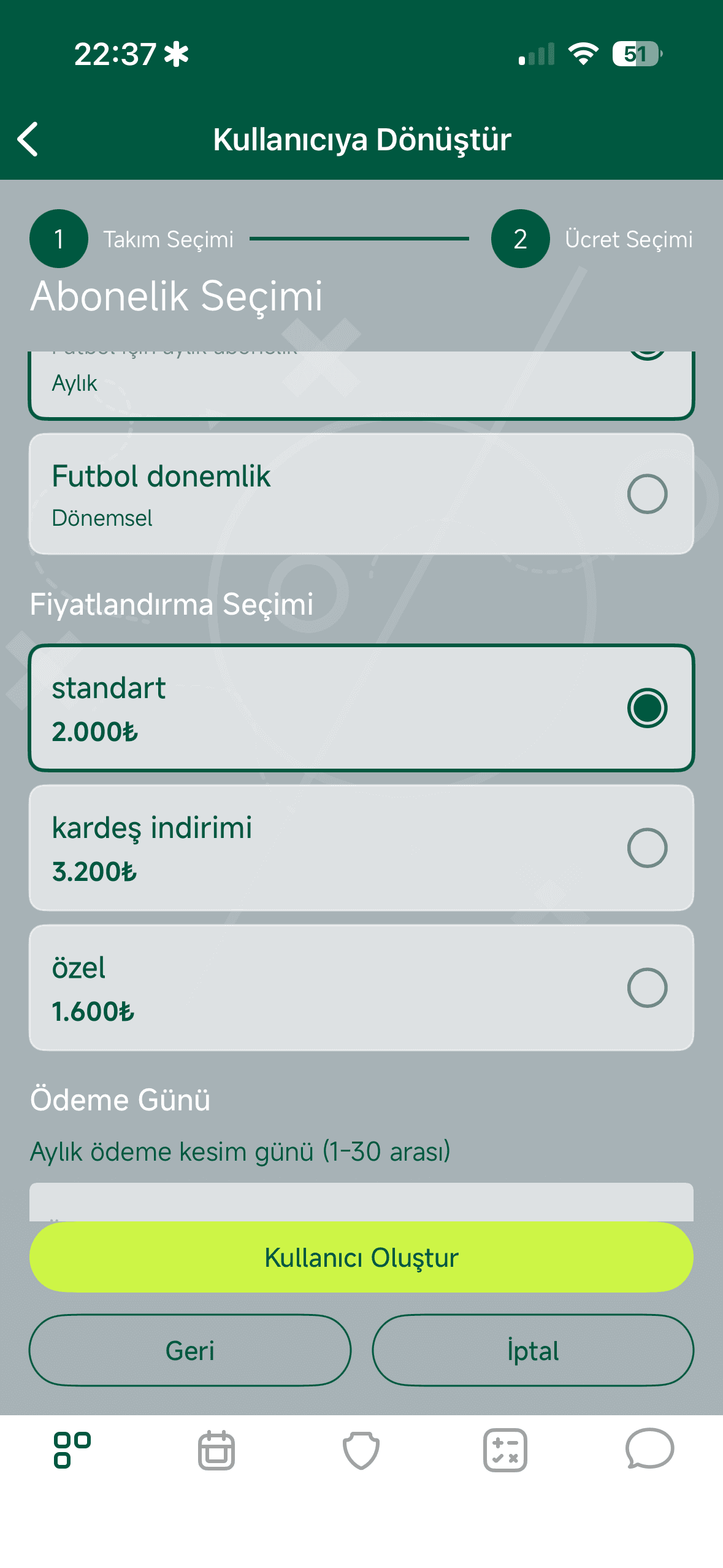 Fiyatlandırma Seçin