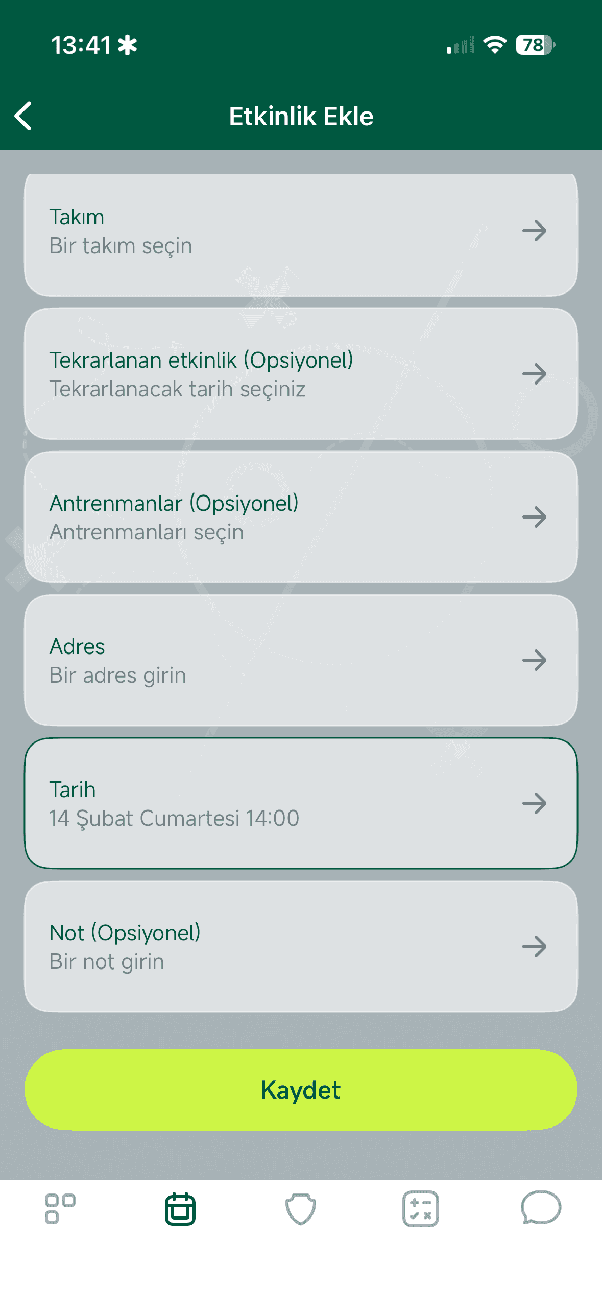 Etkinliği Kaydedin