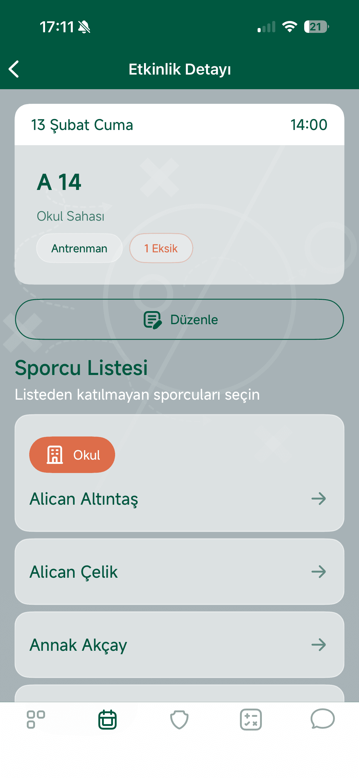 Yoklamayı listede görüntüleyin