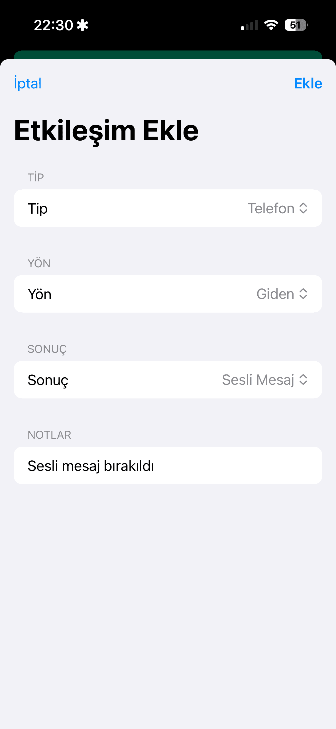 Etkileşim Detaylarını Doldurun